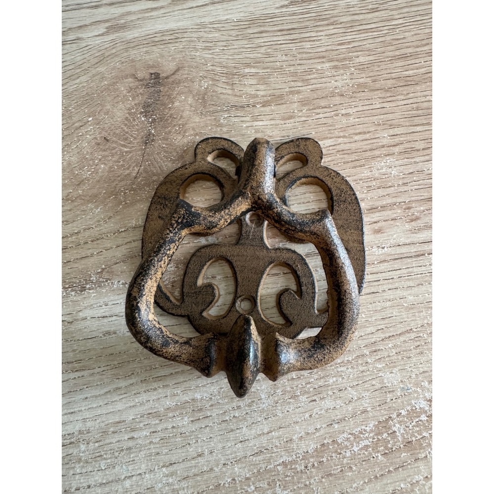 Vintage Cast Iron Fleur De Lis Door Knocker Rustic Bronze Finish Decorative